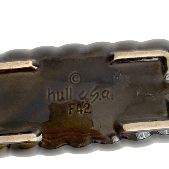 Hull Pottery Rectangular Planter F42 8.5 x 5" Green White Drip - Picture 8 of 9